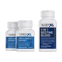 OmegaXL Joint Relief Supplement - Naturlig Muskelstøtte, 60 Softgels (2 Pack) & SleepXL umiddelbar-administrert melatonin, L-theanin (Calming), Kamille, magnesium og B6 (60 Vegan Capsules)