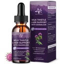 (4 pakke) Melk Thistle flytende drops Silymarin 1000mg, Liver Supplement Detox & Cleanse med Dandelion & Artichoke, Melk Thistle Organic Extract for støtte Repair Liver Health, Vegan, Non-GMO, 1 Fl Oz