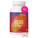 Microbiome Labs MegaQuin D3 + K2 - høy potens vitamin D3 K2 Supplement - Bioaktiv & Biotilgjengelig - vitamin D3 5000 iu & MK-7 - støtte bein, hjerte, nerve & immun helse (60 kapsler)