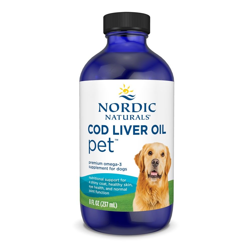 Nordic Naturals Pet Cod Liver Oil, Unflavored - 8 oz - 1048 mg Omega-3 Per Teaspoon - Fiskeolje til hunder med EPA & DHA - fremmer huden, Coat og immun helse