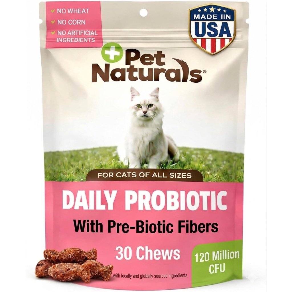 Kjæledyr Naturals Daily Probiotic for katter, 30 Chews - Digestive og immune støttetilskudd for katter