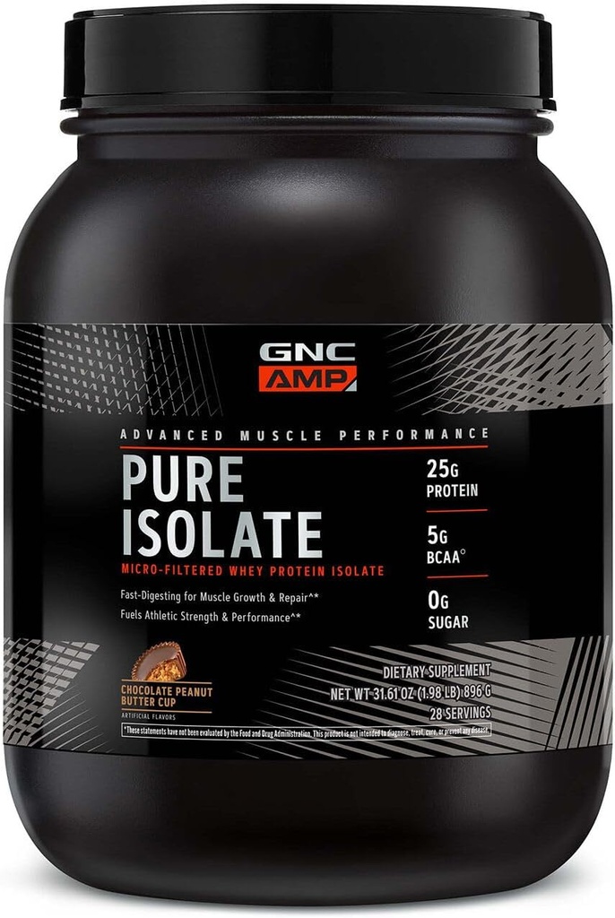 GNC AMP ren isolert Whey Protein - sjokolade peanut smørekopp (28 Serveringer)