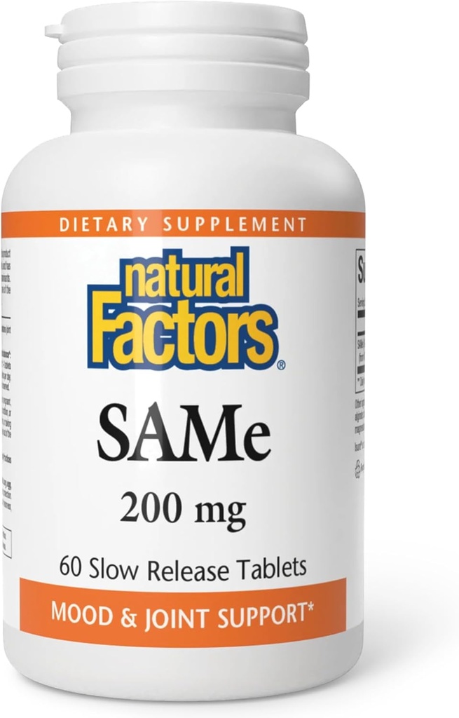 Naturlige faktorer, Same 200 mg, hjelper heve humør og forbedre felles helse, 60 tabletter (60 porsjoner)