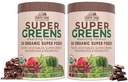 COUNTRY FARMS Super Greens Sjokoladeflavor, 50 økologiske supermatvarer, USDA økologiske drikkeblanding, frukter, grønnsaker, supergrønnsaker, mushrooms & probiotika, støtter energi, 40 serveringer, 10,6 Oz, 2 pakke