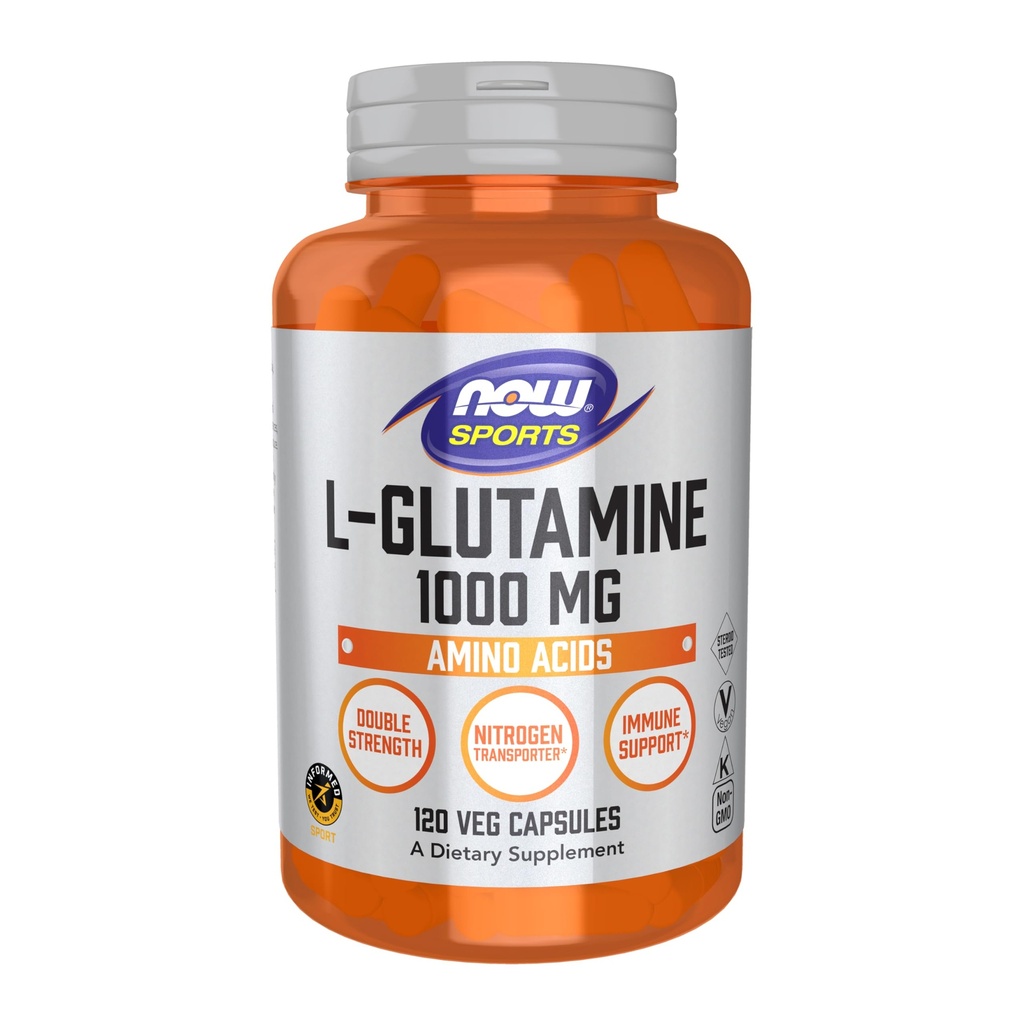 NU Mat idrettsnæring, L-Glutamin, dobbel styrke 1000 mg, Aminosyre, 120 Veg Kapsler