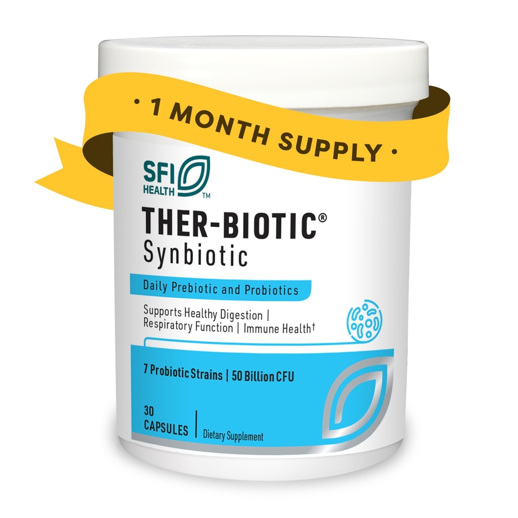 Klaire Labs SFI Helse Ther-Biotic Synbiotic Prebiotics & Probiotics for kvinner og menn - Daglig probiotikum med lav FODMAP Prebiotic - Gut, Immune, åndedrett og digestiv helsestøtte (30 kapsler)
