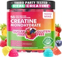 novominer Kreatin Monohydrat Gummies 5000mg for menn og kvinner, Chewables Kreatin Monohydrat for muskel styrke, muskelbygger, energiøkning, Pre-Workout Supplement (120 greve)