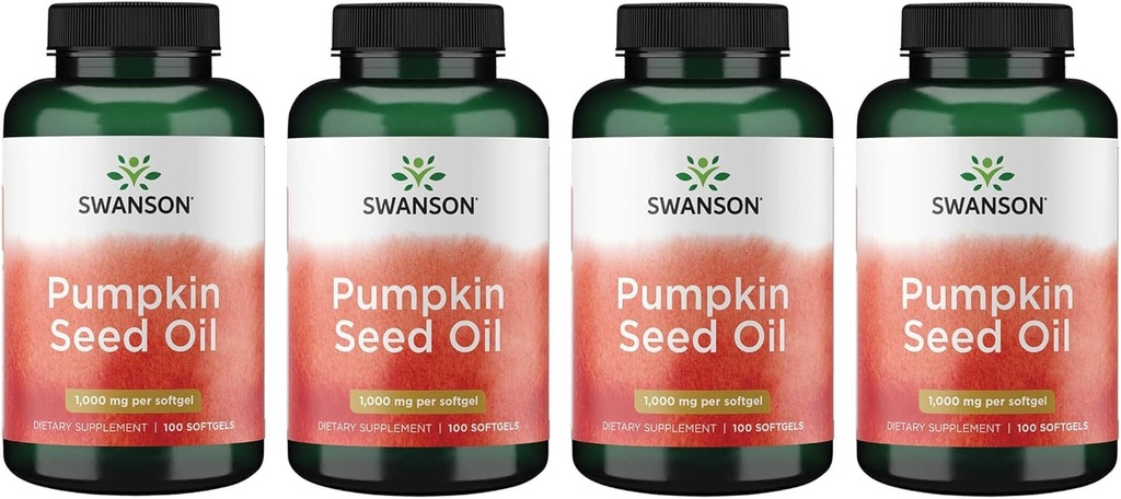 Swanson Pumpkin frøolje - høy biotilgjengelig EFA - (100 Softgel kapsler, 1000 mg hver) 4 Pakke