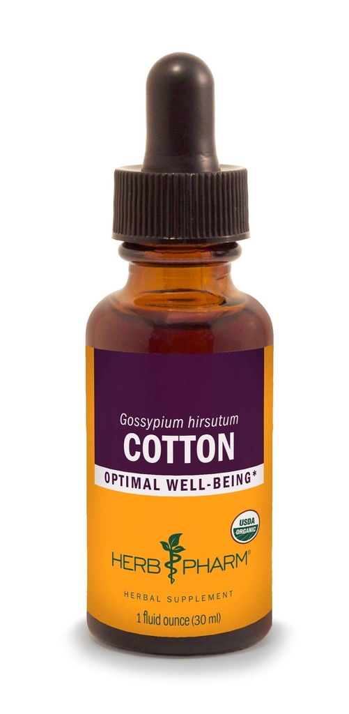 Herb Pharm Certified Organic Cotton Root Fluid Extract, 1 Fl Oz