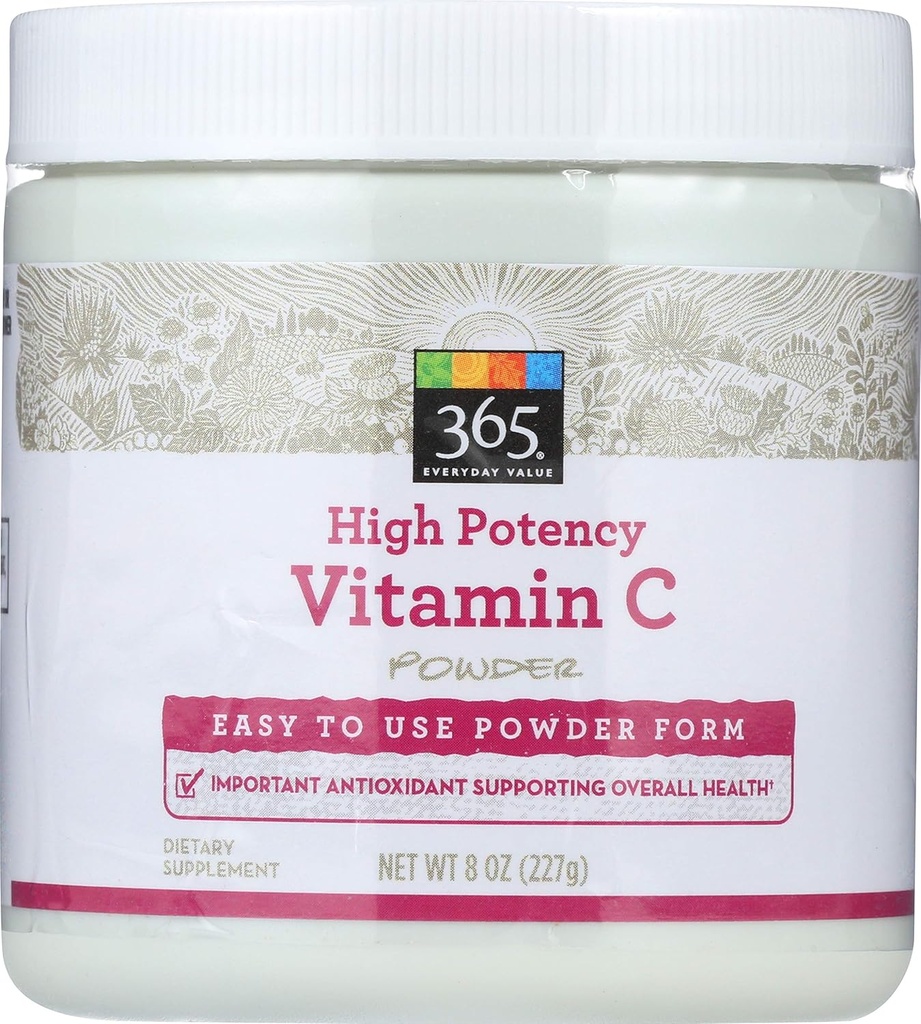 365 av hele matmarkedet, høy potens vitamin C pulver, 8 oz