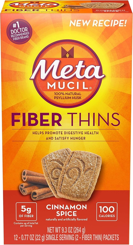 Metamucil Fiber Thins Størrelse 12 Antall 2 Crisps 9,3 Ounce (Value Pack of 6)