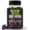 Irish Sea Moss Gummies med eldrebær og svart frøolje - Overordnet velvære støtte | rik på vitaminer, bringebær flavor | 60 Gummies