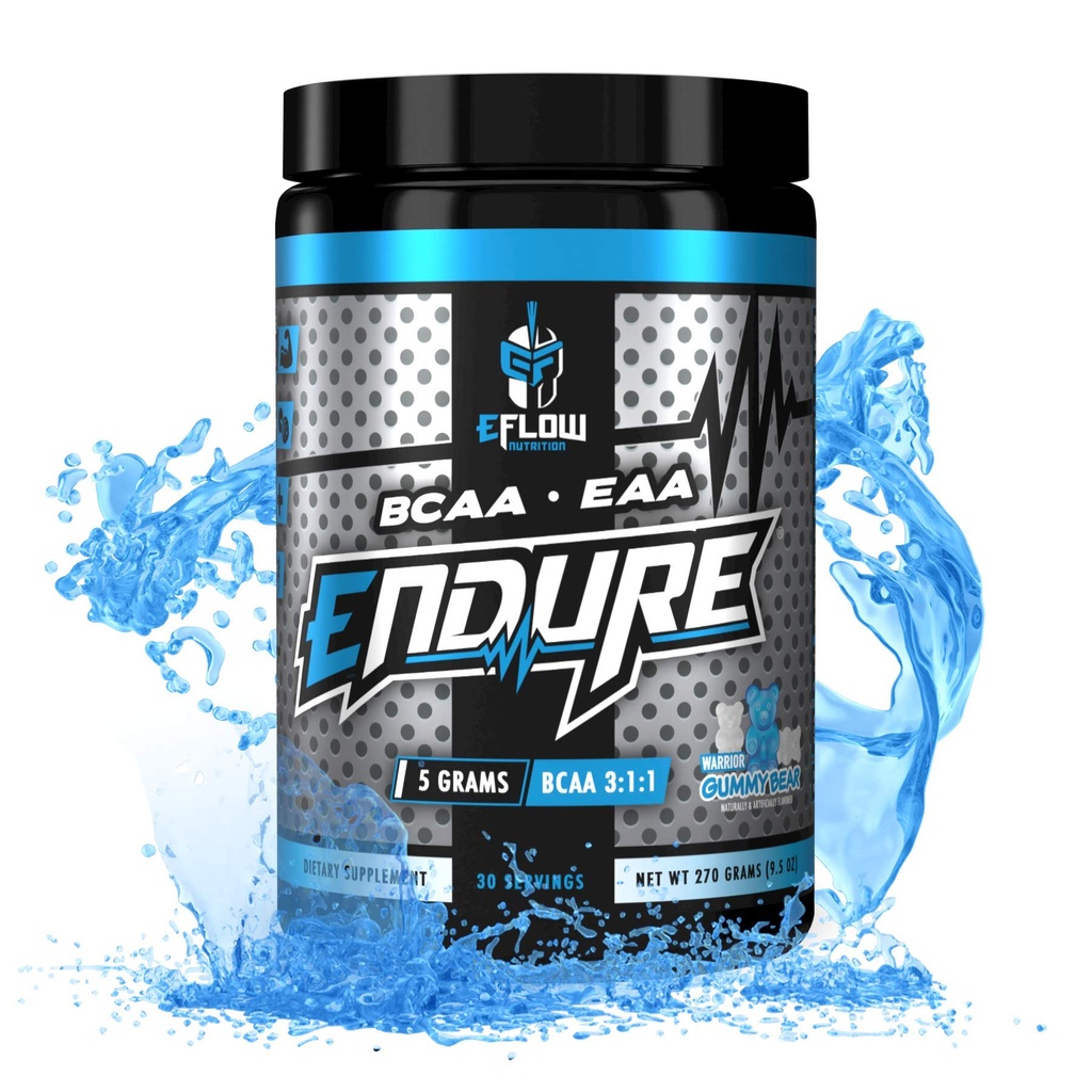 eFlow Ernæring Endure BCAA Plus EAA - essensielle Aminosyrer Electrolyte pulver intra trening - Forbedre energi, gjenoppretting og ytelse - Warrior Gummy Bear(30 Serveringer)