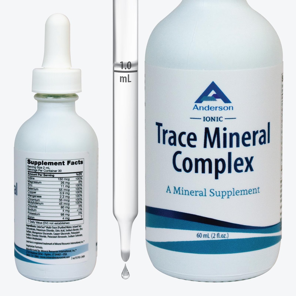 Spor Mineral Complex | Fullspektrum Minerals | Ionic flytende mineraldråper for vann | Elektrolytter, Hydration Supplement | 2 fl oz Glassflaske