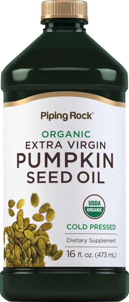 Piping Rock Pumpkin Seed Oil Organic Cold Pressed ® 16 Fl Oz Extra Jomfru, Ikke-GMO, Glutenfri Supplement