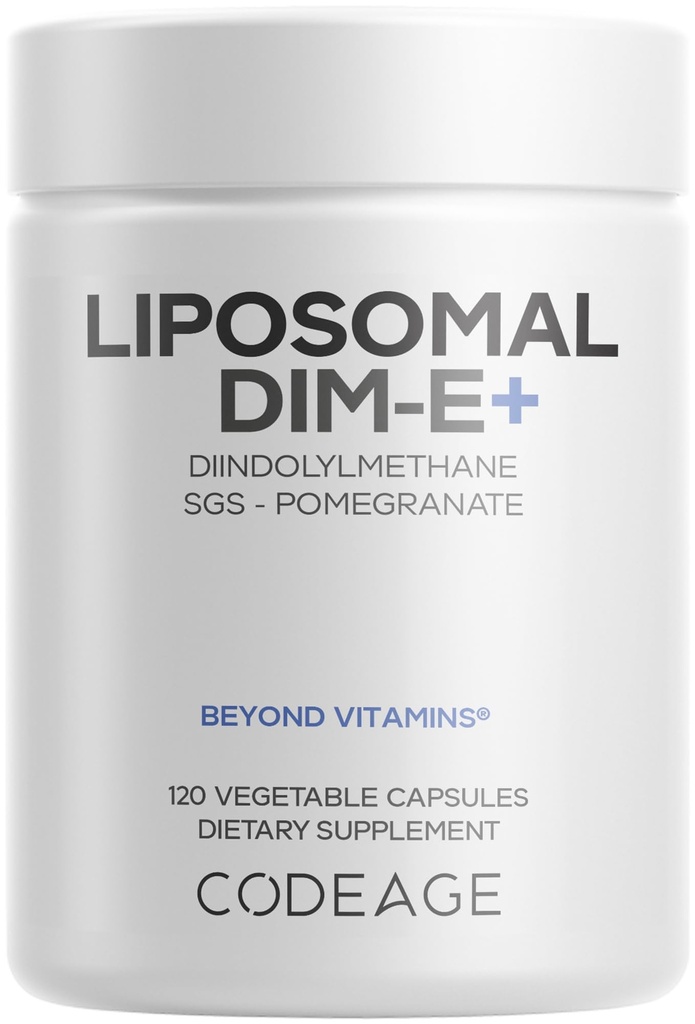 Kodeasje Liposomal DIM Supplement - 4 måneders forsyning av DIM-vitaminer og SGS, Pomegranate, Broccoli, Vitamin E Isomers Tocopherols Alpha Beta Gamma Delta - Liposomal Formula - Glutenfri - 120 Kapsler