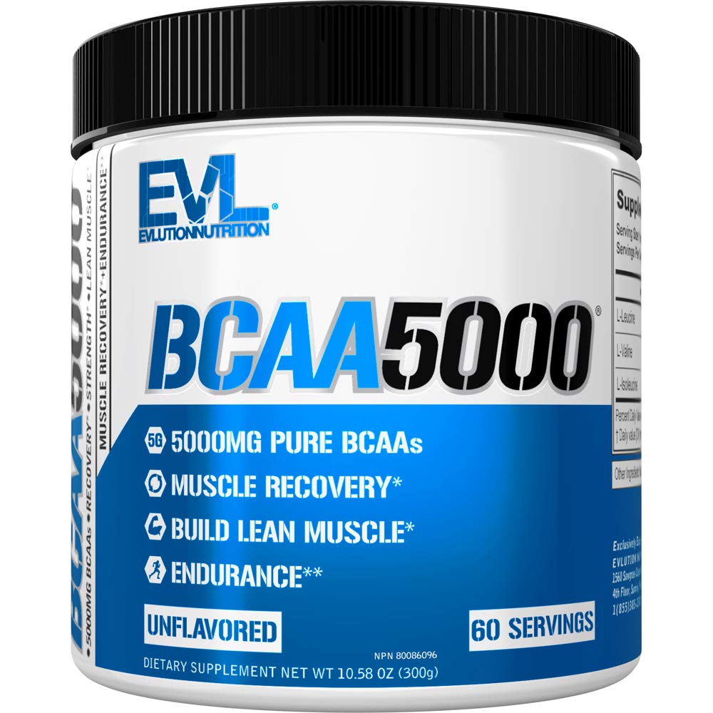 Evlution EVL BCAA Aminosyrer pulver - BCAA pulver post trening gjenopprette drikke og stimul gratis pre trening energi drikk pulver - 5g grened kjede Aminosyrer Supplement for menn - uberørt pulver