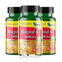 Amerika Medisin & Science Rapid-C 1000mg vitamin C Supplement (3 Pakke med 100 tabletter) Energi Booster, daglig immunsystem støtte, antioksidant, ikke-GMO coated ascorbinsyre for voksne menn og kvinner