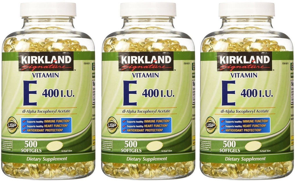 Kirkland Signatur, Vitamin E 400 IU 500 Softgels fvKDn (pakke på 3)