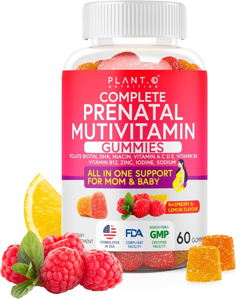 Prenatal Gummier for kvinner med DHA, Folat, Vitamin B C D | Delicious Multivitamin Blanding for Fetal og Neural Support, Bein, Energi og immunitet under graviditet