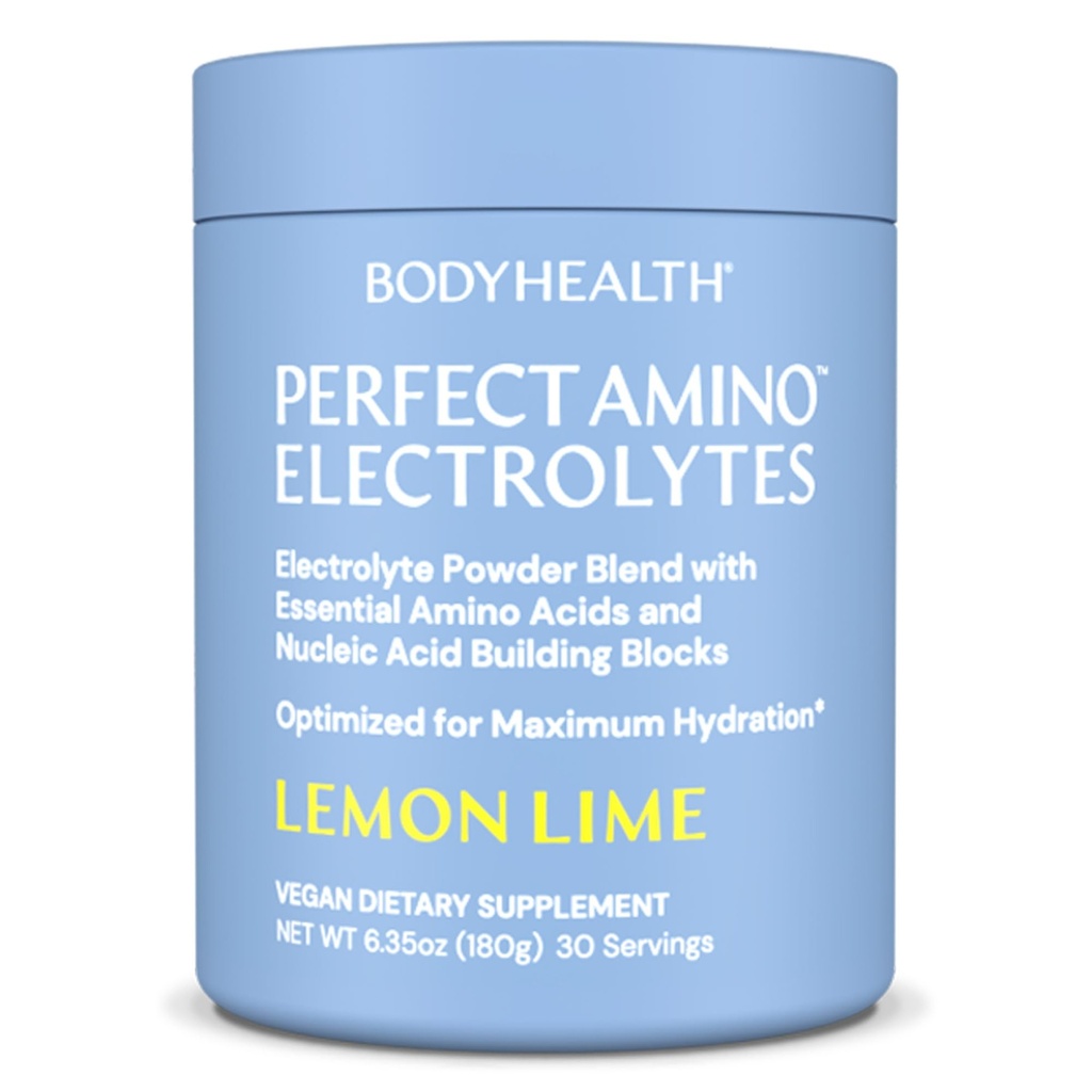 BodyHealth PerfectAmino Electrolyte pulver Ingen sukker, Hydration Fasting Keto Zero Sukker Elektrolyserer Drikk Blande med Trace Minerals - Lemon Lime - 30 Serveringer