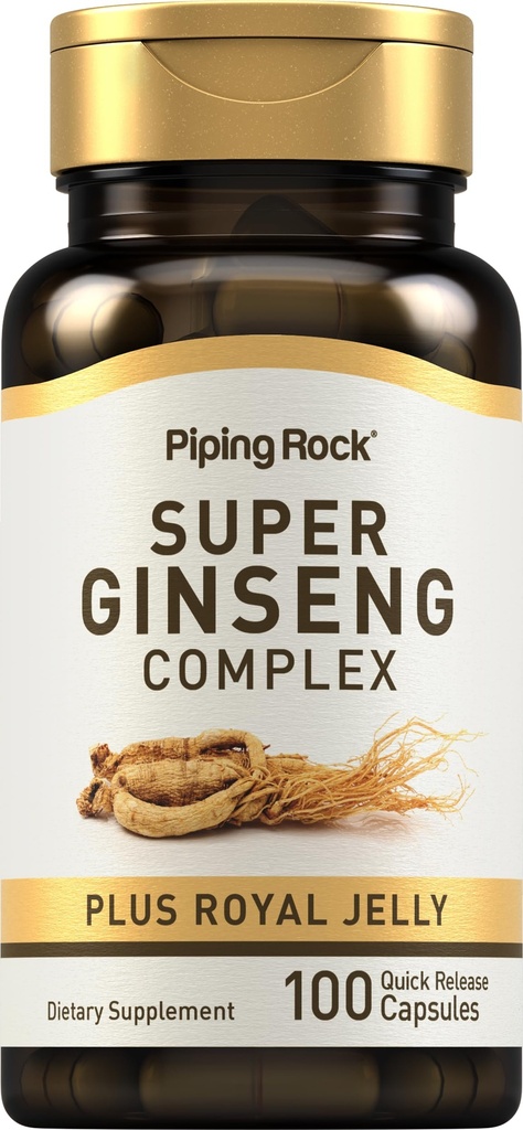 Piping Rock Ginseng Complex Capsules | 100 greve | med Royal Jelly | Ikke-GMO, Glutenfri Supplement