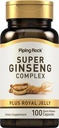 Piping Rock Ginseng Complex Capsules | 100 greve | med Royal Jelly | Ikke-GMO, Glutenfri Supplement