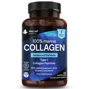 Pure Marine Collagen 100% Marine Collagen Type 1 1300mg - Hydrolysert Collagen Peptider Forbedret med Hyaluronsyre & vitamin C, høy styrke kollagen kosttilskudd for kvinner og menn, 60 tabletter