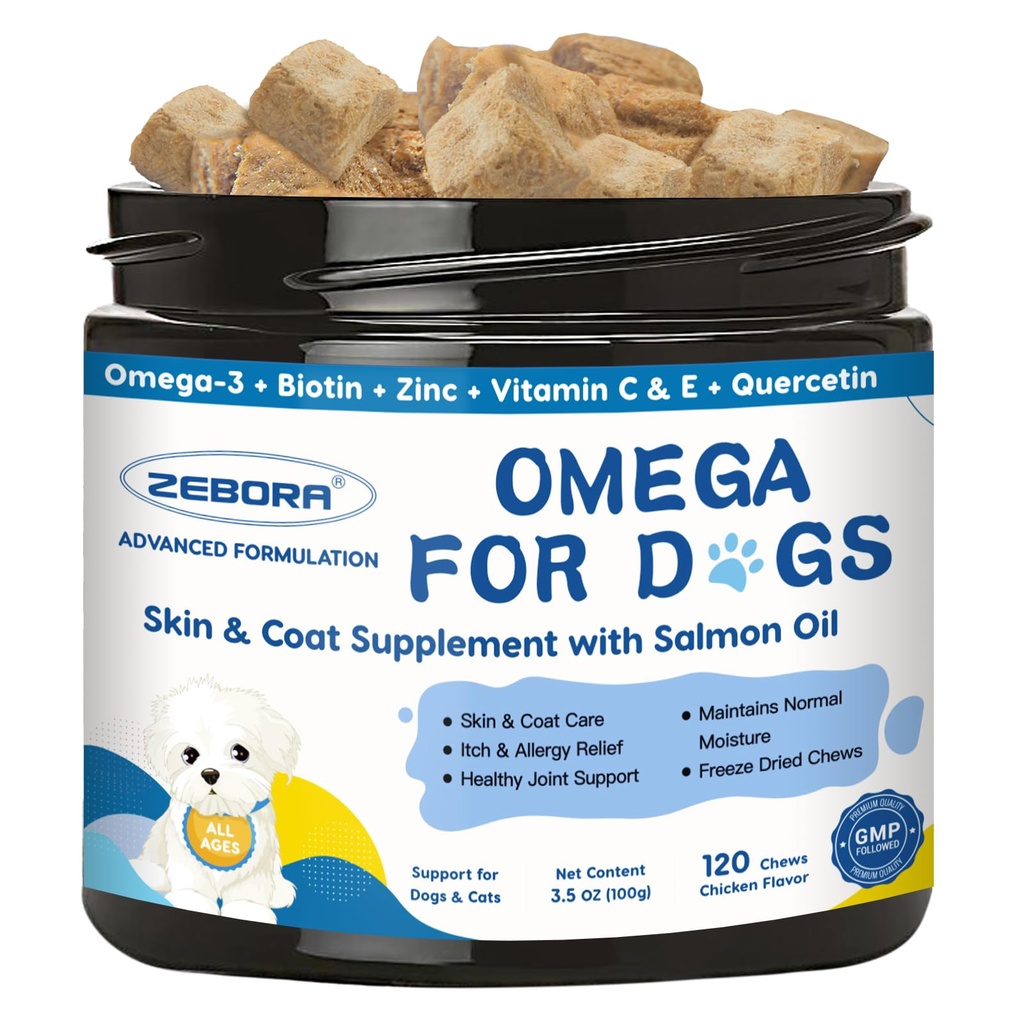 Omega 3 for hunder med lakseolje, fiskeolje for hunder Hud og Coat Supplement, Hundeallergi Relief, Hot Spot Treatment, Anti Shedding, Hip & Joint Support med EPA & DHA, Biotin, Vitamin E