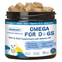 Omega 3 for hunder med lakseolje, fiskeolje for hunder Hud og Coat Supplement, Hundeallergi Relief, Hot Spot Treatment, Anti Shedding, Hip & Joint Support med EPA & DHA, Biotin, Vitamin E