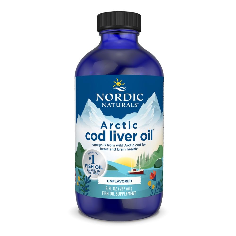 Nordic Naturals Arctic Cod Liver Oil, Unflavored - 8 oz - 1060 mg Total Omega-3s med EPA & DHA - Hjerne- og hjernens helse, sunn immunitet, total velvære - Non-GMO - 48 Services