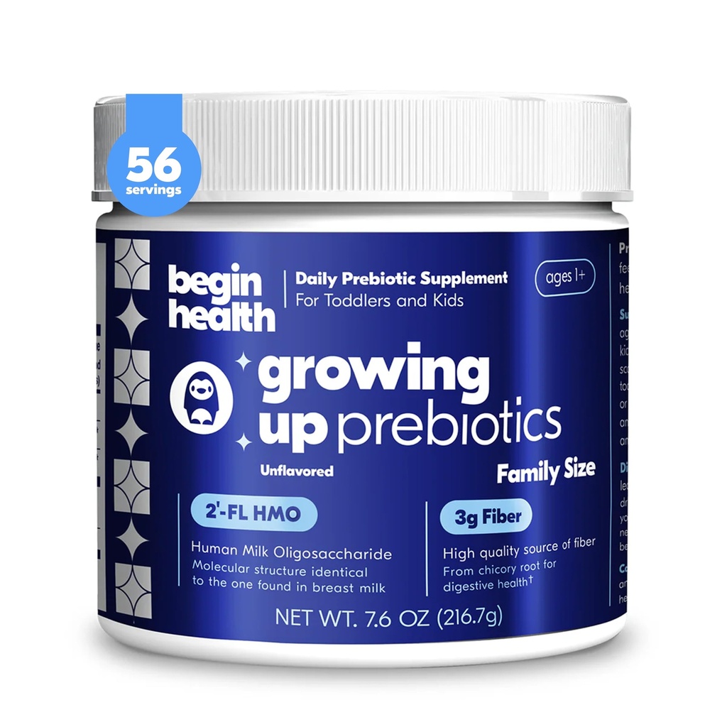 Begynn Health Voksende Prebiotika for barn 56-pakker | Prebiotic Soluble Powder Stool Softeners og Digestive Gut Helse Supplement | Ideell å blande med barn Daglige Drikke og Myke Matvarer - Uslavored