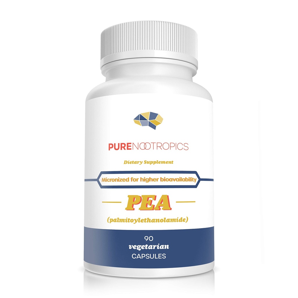 Pure Nootropics - Palmitoyletanolamid (Micronized Pea) 400 mg Kapsler | 90 Veg Caps Value Pack | Støtter Relief fra noen ganger Discomfort | Støtter immunsystemet