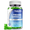 L-Theanine Gummies, l'theanine 400mg med Ashwagandha, GABA, 5HTP,L-Theanine Chewable Supplement for slappe av, Zzz & Focus Support, Vegansk, Lemon Flavor, 60 Antall