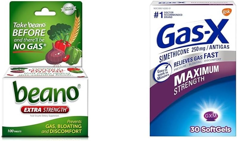 Beano Ultra 800 greve og gass-X Maksimal styrke 250 mg simetikon 30 greve gass relief