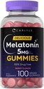 Carlyle Melatonin 5mg Gummies | 100 greve | Berry Flavor | 100% Drug Free | Ikke-GMO, Glutenfri Supplement