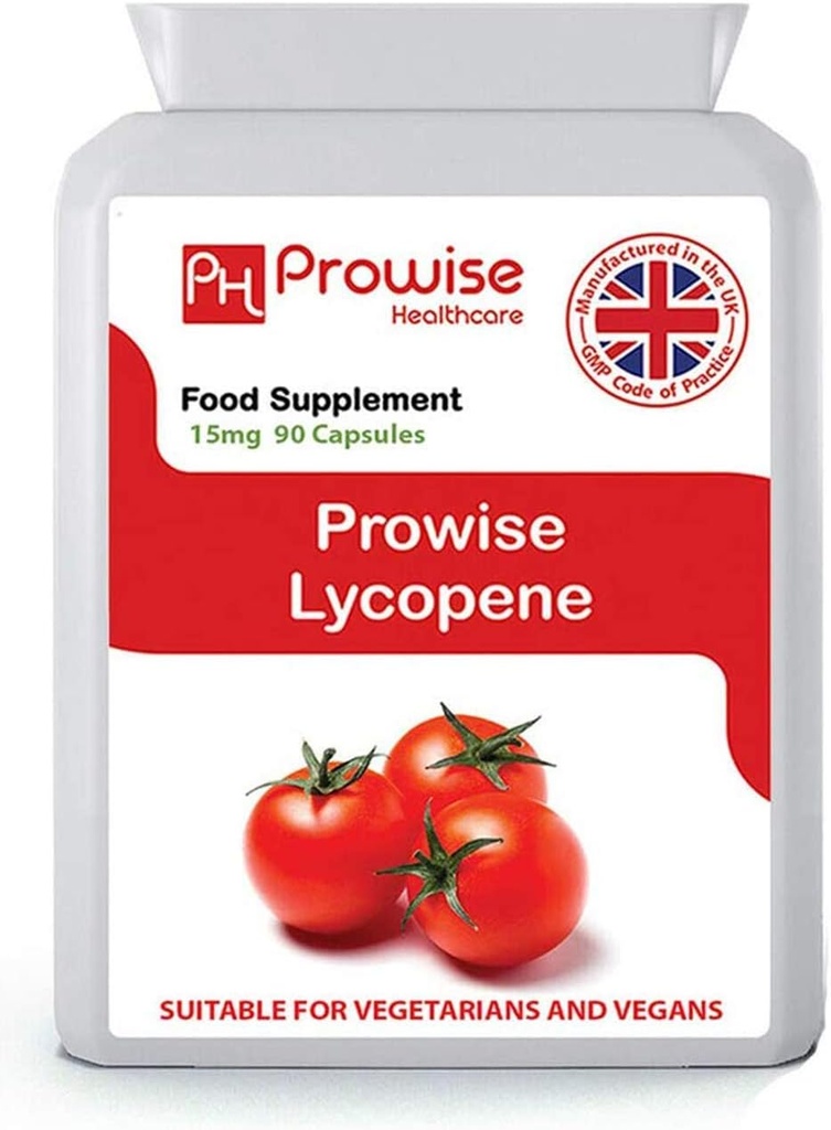 Lycopen 10% Beadlet 15mg 90 kapsler - UK Produsert Standarder etter provis helsevesen - egnet for vegetarianere og veganere