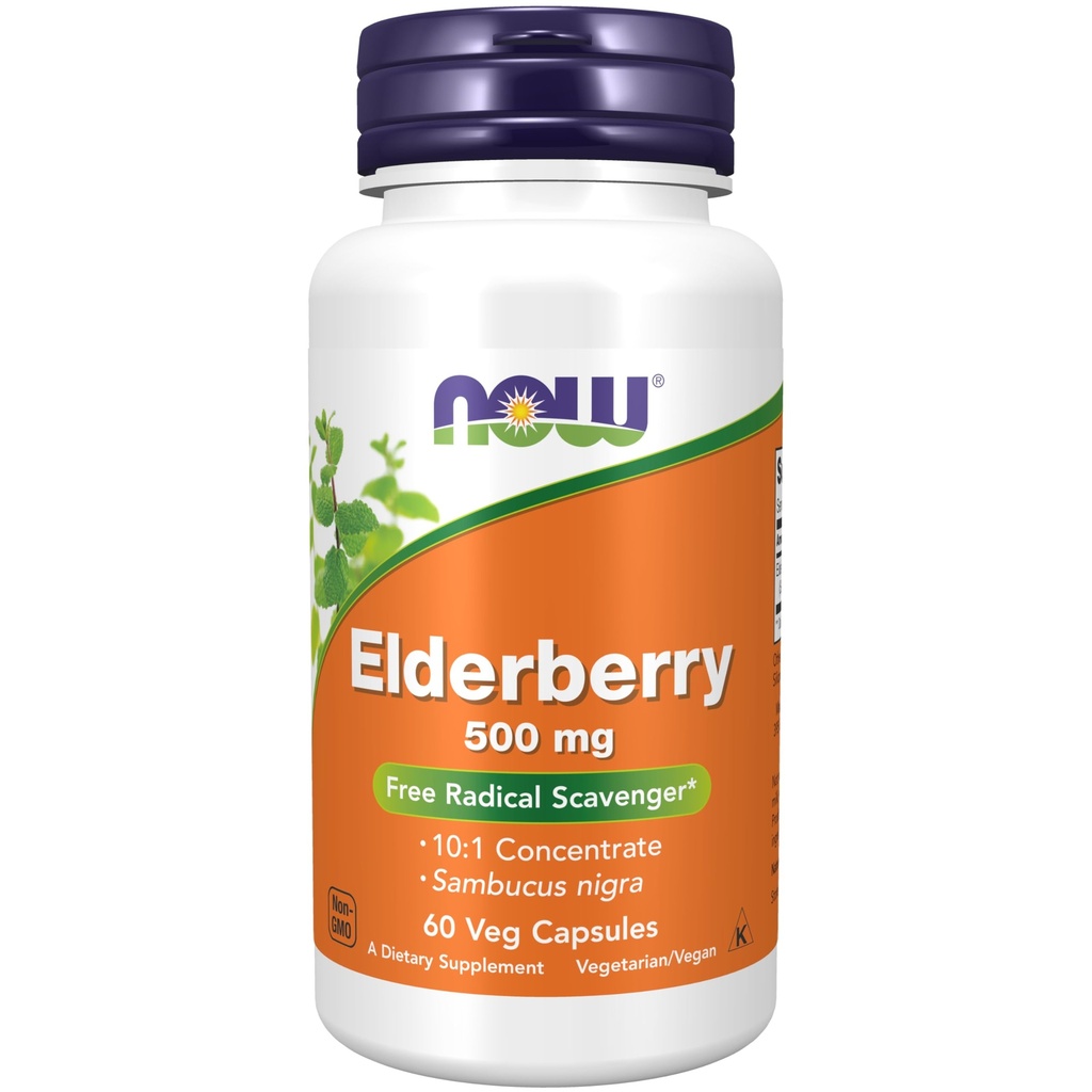 NÅ Mattilskudd, Elderbær (Sambucus nigra)500 mg, 10:1 Konsentrat, 60 Veg Kapsler