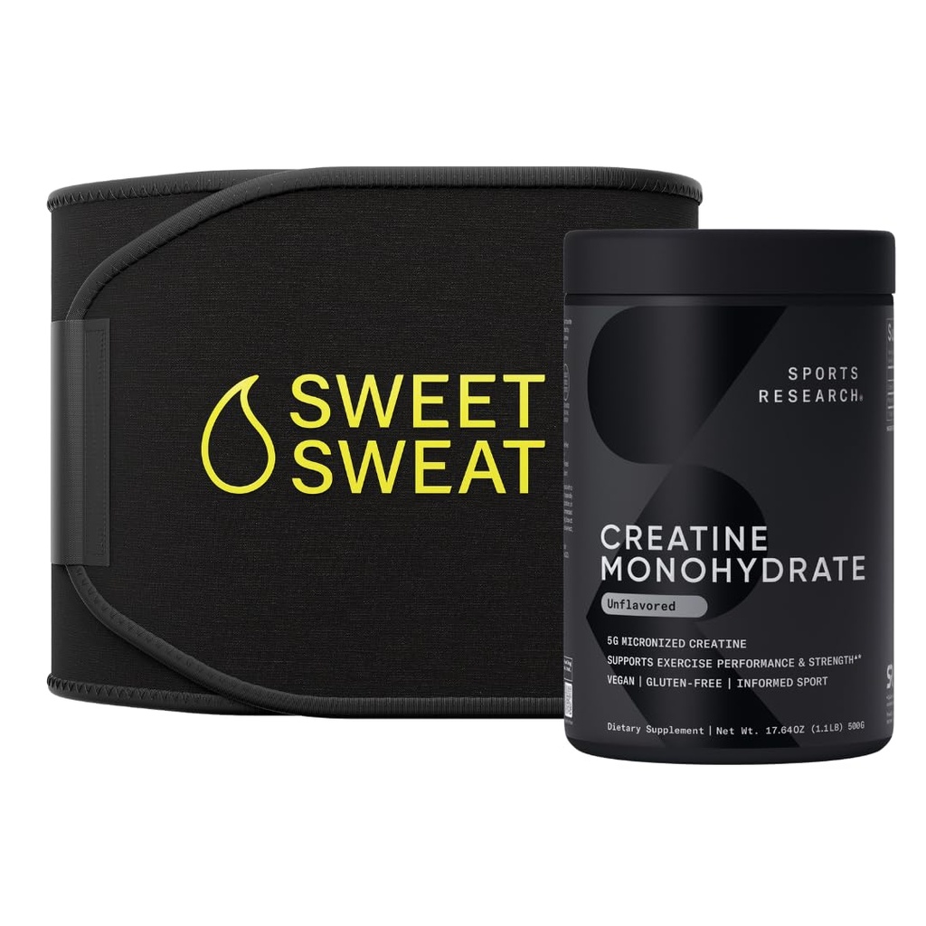 Idrettsforskning Kreatinmonohydrat og søt sweat waist trimmer - svart og gult (liten)