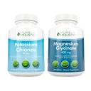 Kaliumklorid 99mg + magnesiumglycinate 400mg - 365 + 270 tabletter - Vegetarisk Bundle - laget i USA