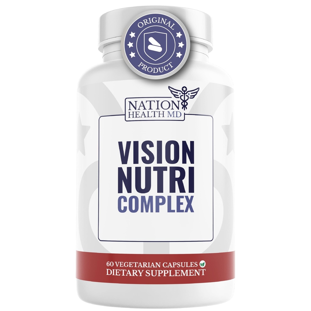 Vision Nutri Complex - Øyevitaminer med lutein, Bilbær - Øye og visjon helse for menn og kvinner - 60 kapsler