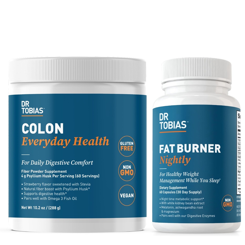 Dr. Tobias Colon Hver dag Helse og fettforbrenner Nattlig, Daglig Digestiv & Natttid Metabolsk støtte, Curb Cravings, Økt energi og Gut Helse, Ikke-GMO