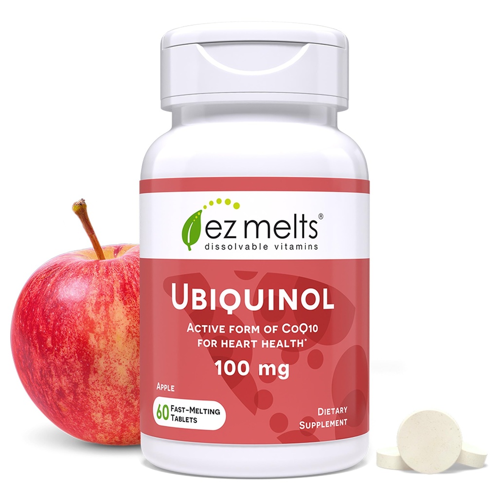EZ Smelter Oppløselige Ubiquinol 100 mg, aktiv form av CoQ10, hjerte helse kosttilskudd for menn og kvinner, sukker-fri, 2-måneders forsyning - 1 pakke