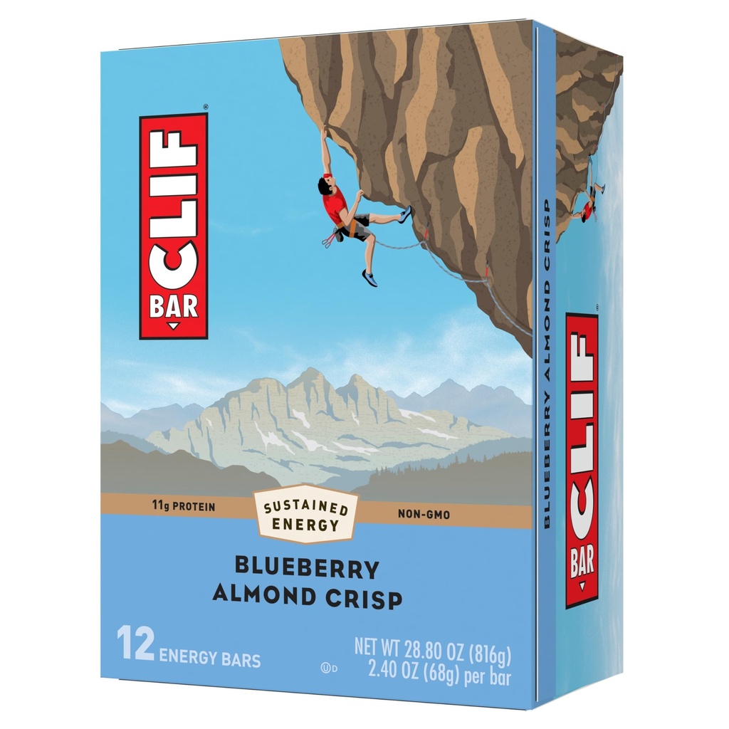 CLIF BAR - Blåbær Almond Crisp - laget med organisk havre - Ikke-GMO - Plant Basert - Energibar - 2,4 oz. (12 Pack)