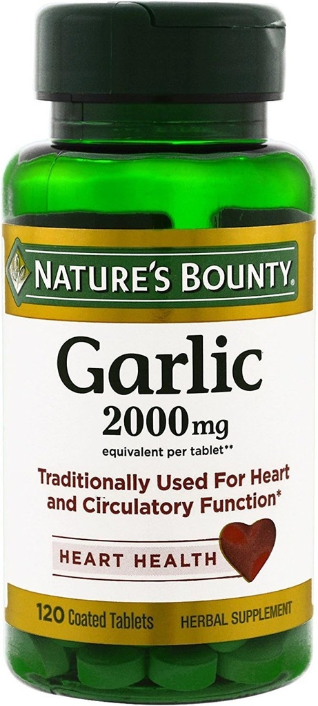 Naturens Bounty hvitløk, 2000mg, 120 belagte tabletter (pakke med 2), 2 flasker Hver av 120 tabletter
