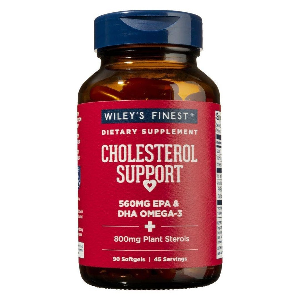 Wiley's Finest Wild Alaskan Fish Oil Cholesterol støtte - hjerte helse supplement for menn og kvinner - 560mg Omega-3s - 90 Softgels (45 Serveringer)