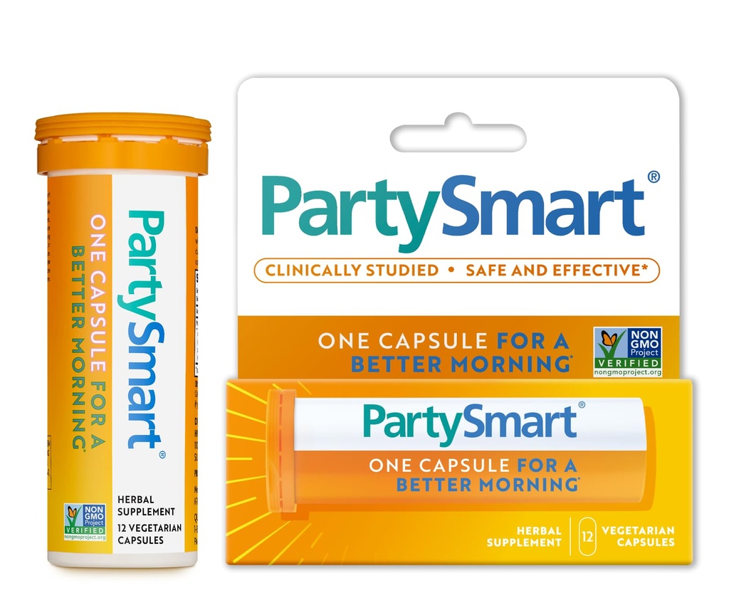 Himalaya PartySmart, 12 Kapsel Tube - Alkoholnedbrytning Liver Support for en bedre morgen etter drikking - Plante Basert, Vegansk, Ikke-GMO, Glutenfri, klinisk studert