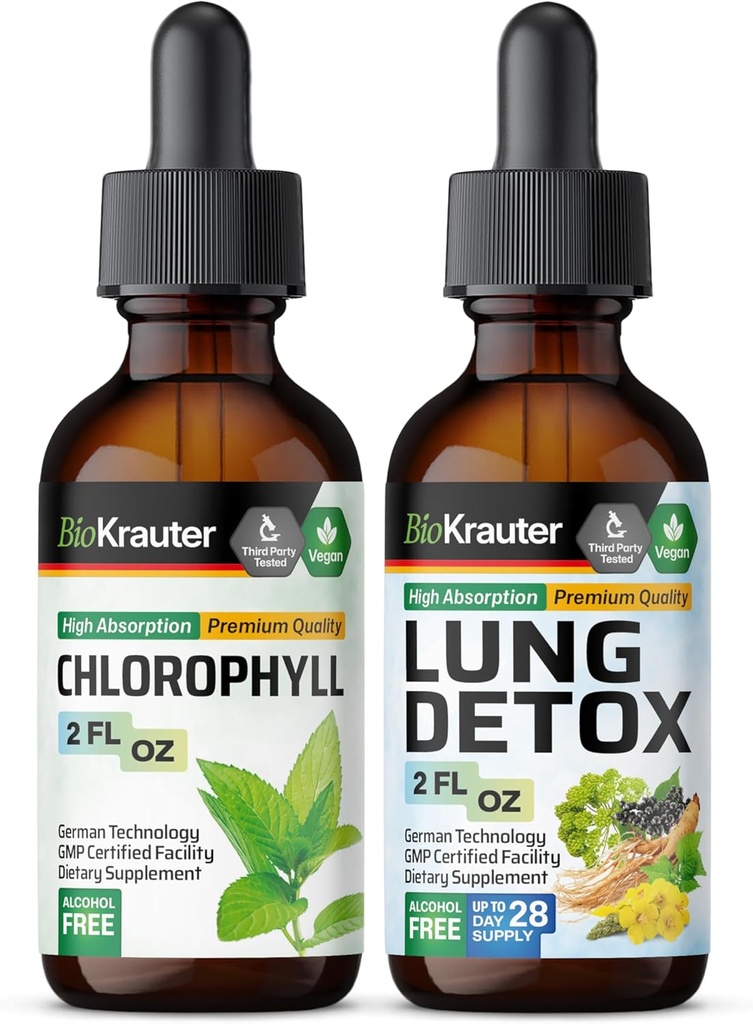 BIO KRAUTER Klorofyll Tinktur 2 Fl. Oz. & Lung Detox Tinktur 2 Fl. Oz.