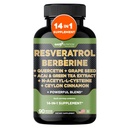 Gade Nutrition Resveratrol Berberine Quercetin Grape frø ekstrakt grønn te ekstrakt N-Acetyl Cysteine - 14 i 1 komplekst kosttilskudd for kvinner og menn med potent antioksidanter - laget i USA