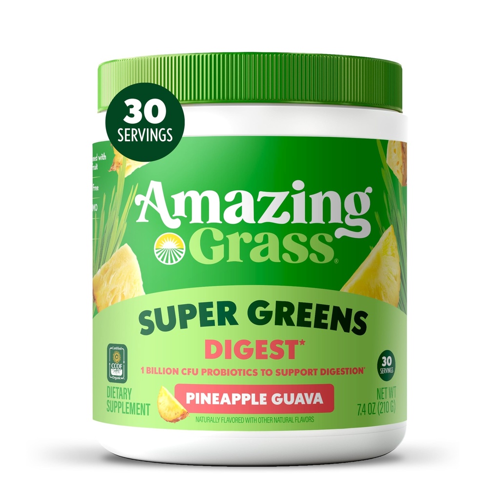 Amazing Grass Greens Blande Digest: Super Greens pulver Smoothie Mix for Digestion Støtte med organisk Spirulina, Klorella, Beet Root Powder, Digestive Enzymes & Probiotika, 30 Serveringer